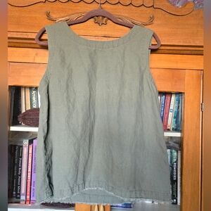 Liz Claiborne Linen Cotton Olive Green Sleeveless Top